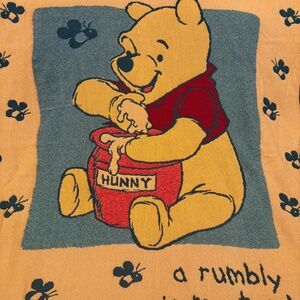 Vtg Disney Winnie The Pooh Blanket Throw A Rumbly In My Tumbly 1990’s 56 X 49
